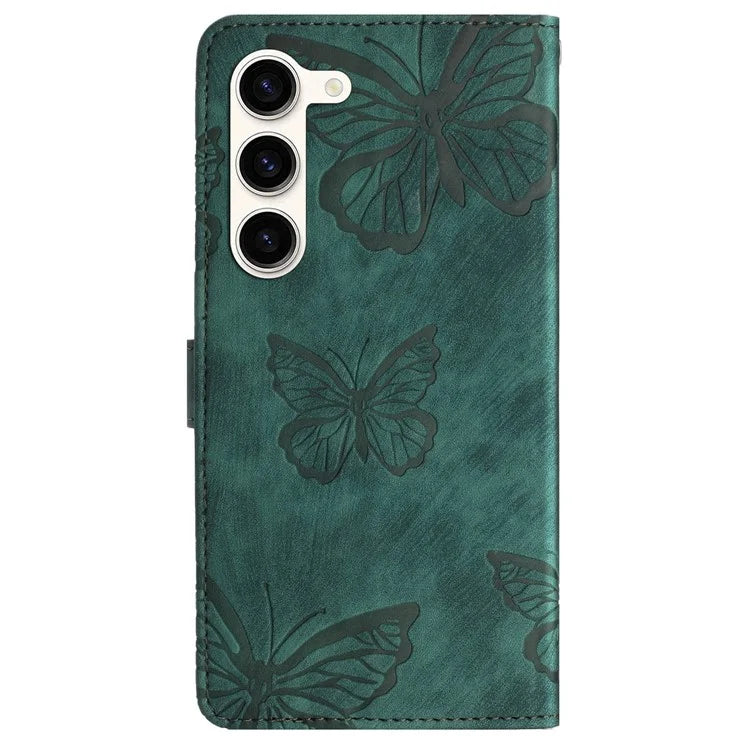 For Samsung Galaxy S24+ Case Butterfly Imprinted PU Leather Phone Stand Cover with Strap