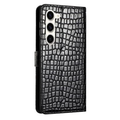 For Samsung Galaxy S24+ Case PU Leather Crocodile Texture Phone Cover with Strap