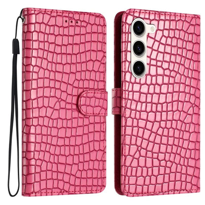 For Samsung Galaxy S24+ Case PU Leather Crocodile Texture Phone Cover with Strap