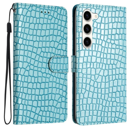 For Samsung Galaxy S24+ Case PU Leather Crocodile Texture Phone Cover with Strap