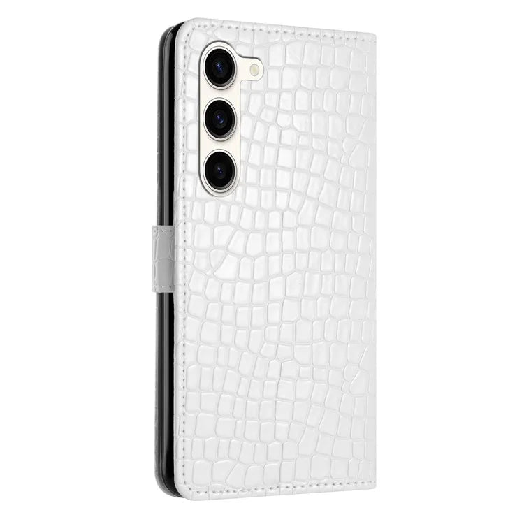 For Samsung Galaxy S24+ Case PU Leather Crocodile Texture Phone Cover with Strap