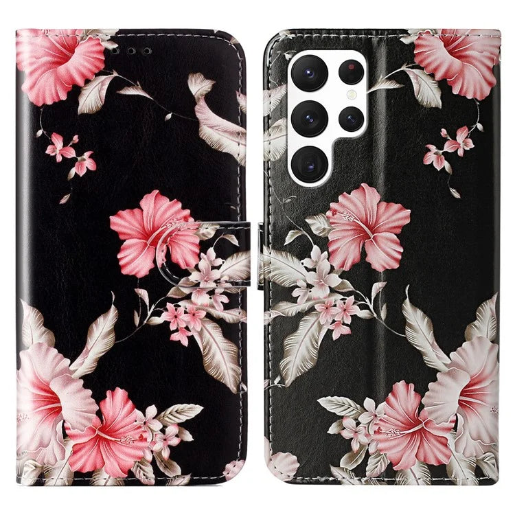 For Samsung Galaxy S24 Ultra Case Pattern Printing Leather Phone Protective Cover