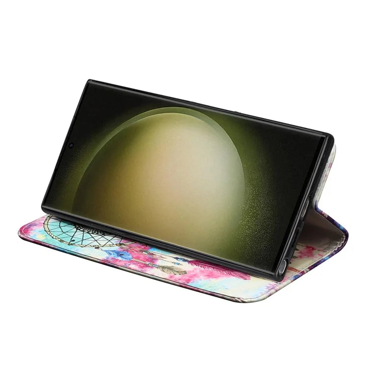 For Samsung Galaxy S24 Ultra Case Pattern Printing Leather Phone Protective Cover