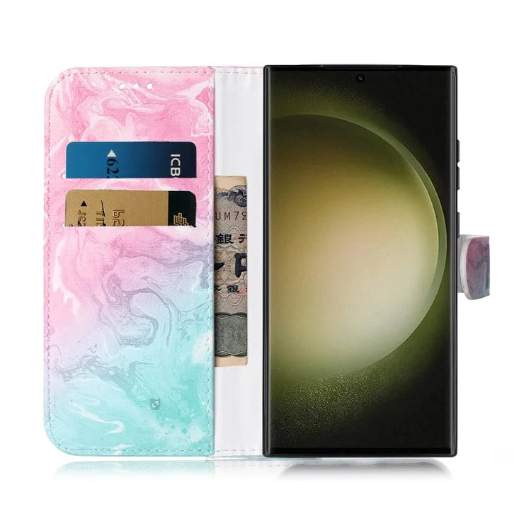 For Samsung Galaxy S24 Ultra Case Pattern Printing Leather Phone Protective Cover