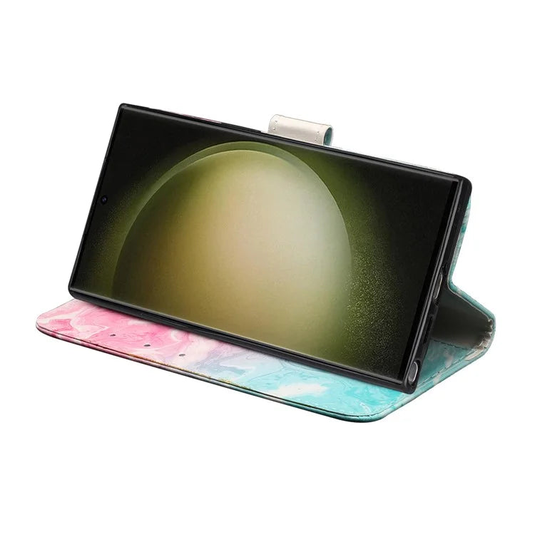 For Samsung Galaxy S24 Ultra Case Pattern Printing Leather Phone Protective Cover