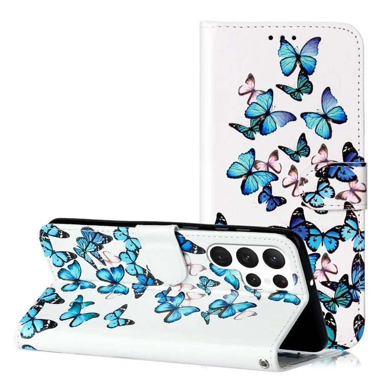 For Samsung Galaxy S24 Ultra Case Pattern Printing Leather Phone Protective Cover