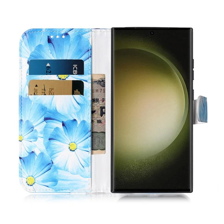 For Samsung Galaxy S24 Ultra Case Pattern Printing Leather Phone Protective Cover