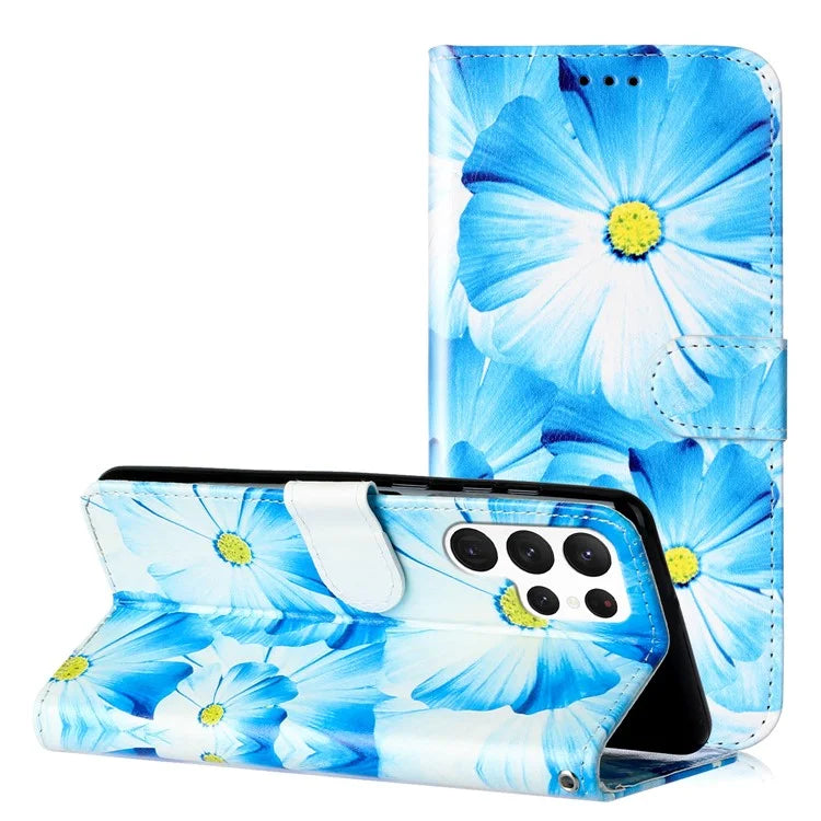 For Samsung Galaxy S24 Ultra Case Pattern Printing Leather Phone Protective Cover