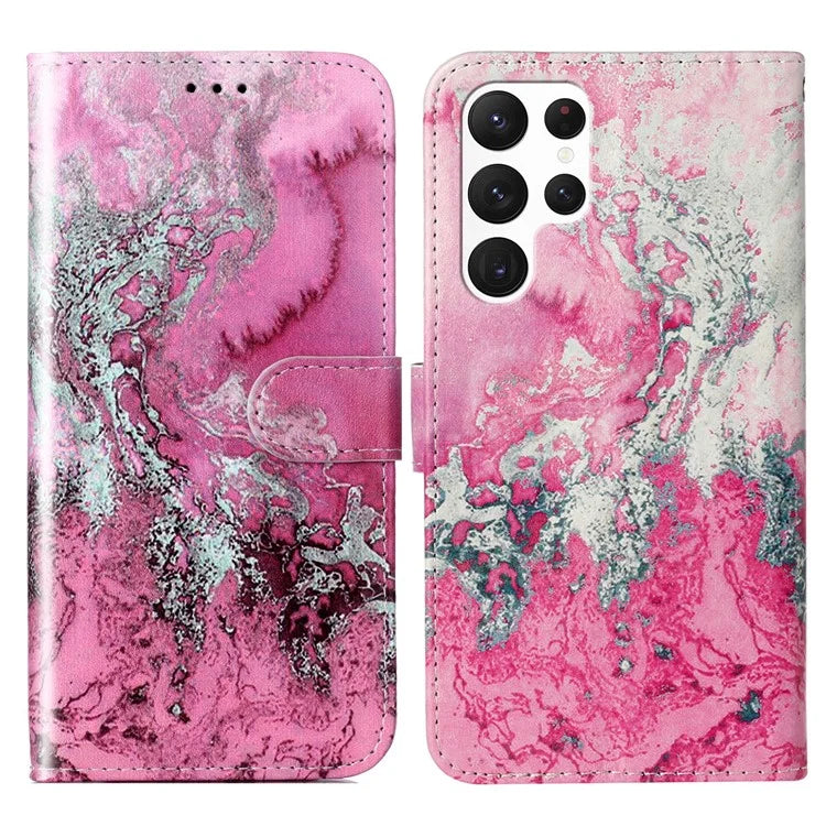 For Samsung Galaxy S24 Ultra Case Pattern Printing Leather Phone Protective Cover