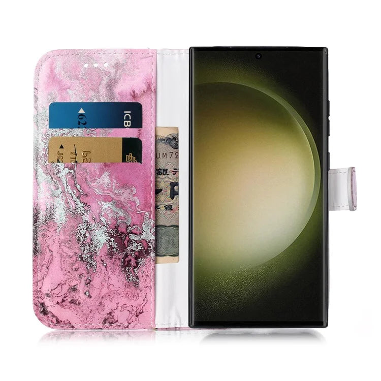 For Samsung Galaxy S24 Ultra Case Pattern Printing Leather Phone Protective Cover