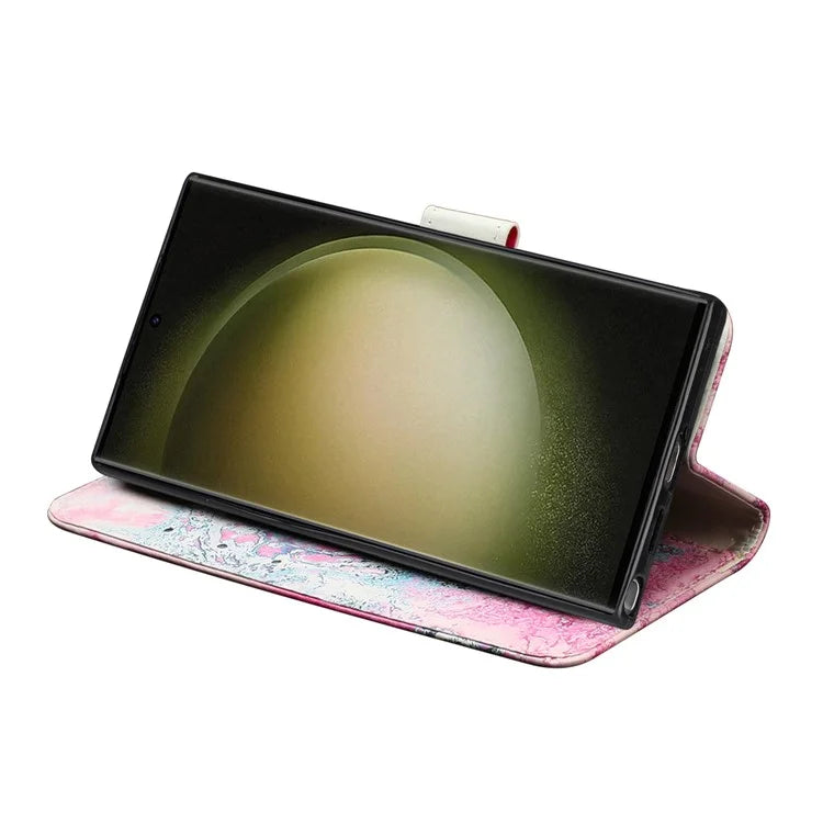 For Samsung Galaxy S24 Ultra Case Pattern Printing Leather Phone Protective Cover