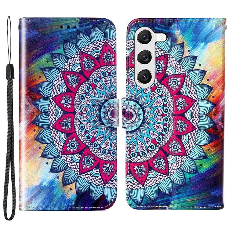 For Samsung Galaxy S24 Cover Pattern Printing Leather Wallet Flip Stand Phone Case