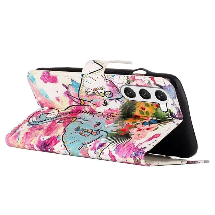 For Samsung Galaxy S24+ Case Pattern Printing Folding Stand PU Leather Phone Cover