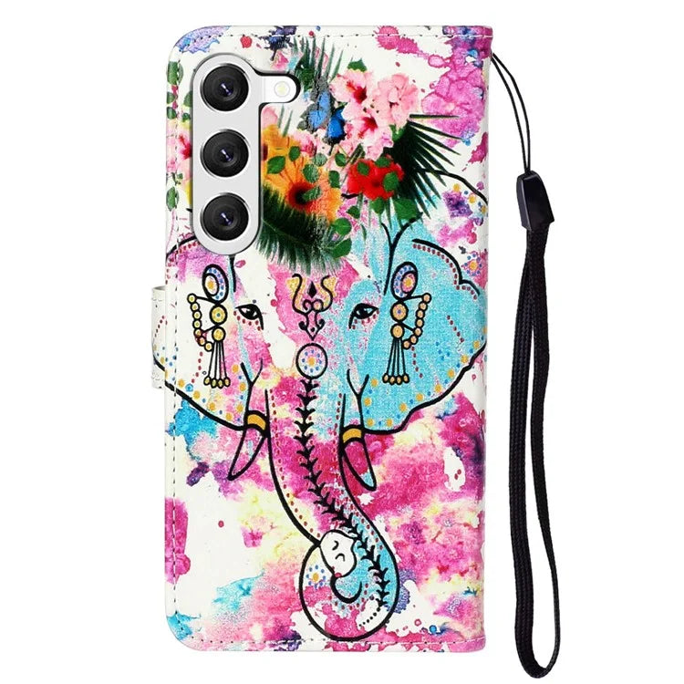 For Samsung Galaxy S24+ Case Pattern Printing Folding Stand PU Leather Phone Cover