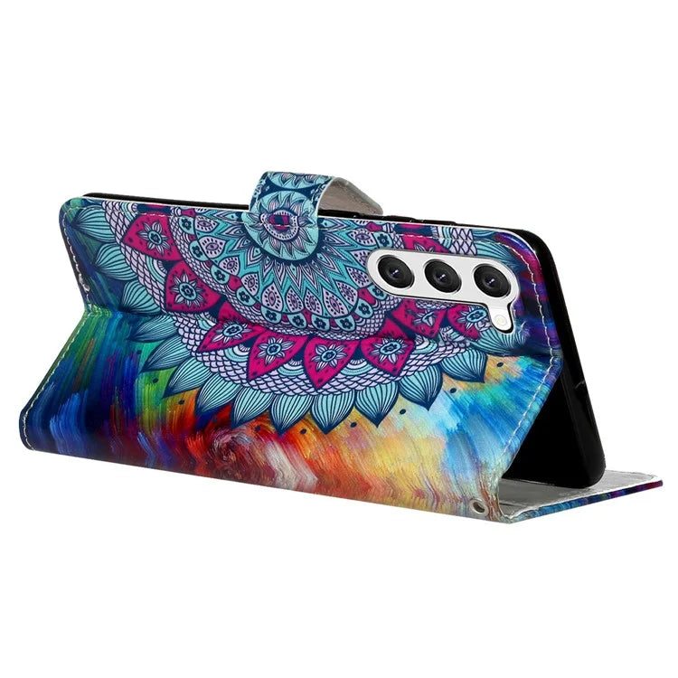 For Samsung Galaxy S24+ Case Pattern Printing Folding Stand PU Leather Phone Cover
