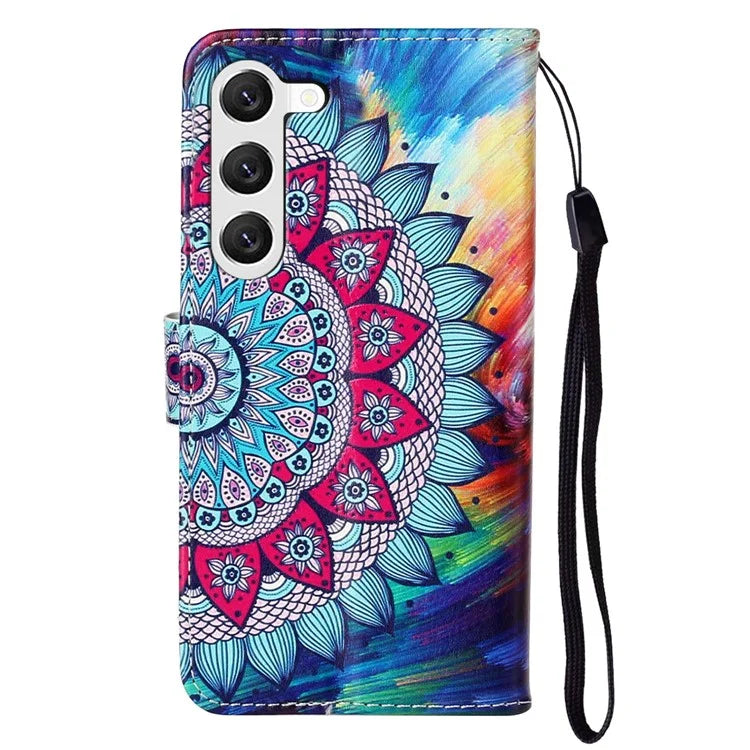 For Samsung Galaxy S24+ Case Pattern Printing Folding Stand PU Leather Phone Cover