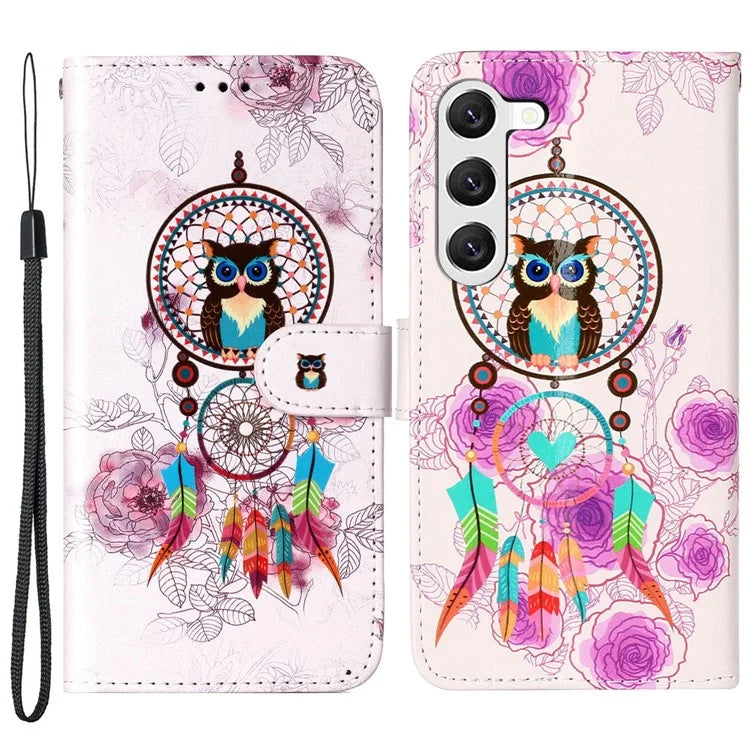 For Samsung Galaxy S24+ Case Pattern Printing Folding Stand PU Leather Phone Cover