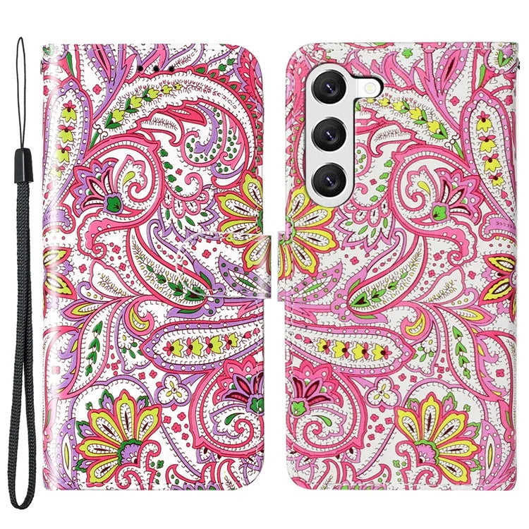For Samsung Galaxy S24+ Case Pattern Printing Folding Stand PU Leather Phone Cover