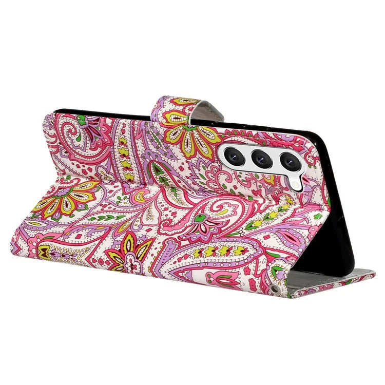 For Samsung Galaxy S24+ Case Pattern Printing Folding Stand PU Leather Phone Cover