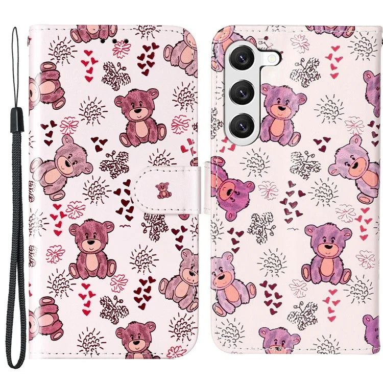 For Samsung Galaxy S24+ Case Pattern Printing Folding Stand PU Leather Phone Cover