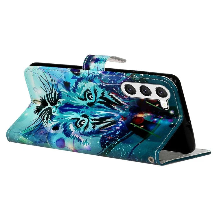 For Samsung Galaxy S24+ Case Pattern Printing Folding Stand PU Leather Phone Cover