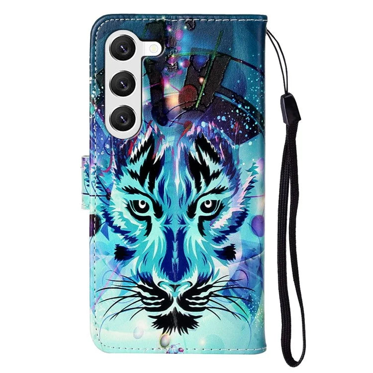 For Samsung Galaxy S24+ Case Pattern Printing Folding Stand PU Leather Phone Cover