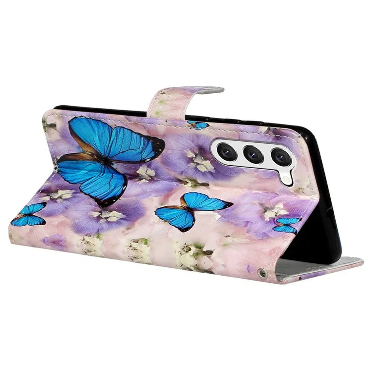 For Samsung Galaxy S24+ Case Pattern Printing Folding Stand PU Leather Phone Cover