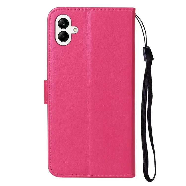 B40 For Samsung Galaxy A05 4G Cover Solid Color PU Leather Wallet Stand Phone Case