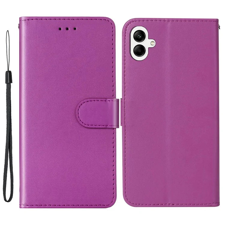 B40 For Samsung Galaxy A05 4G Cover Solid Color PU Leather Wallet Stand Phone Case