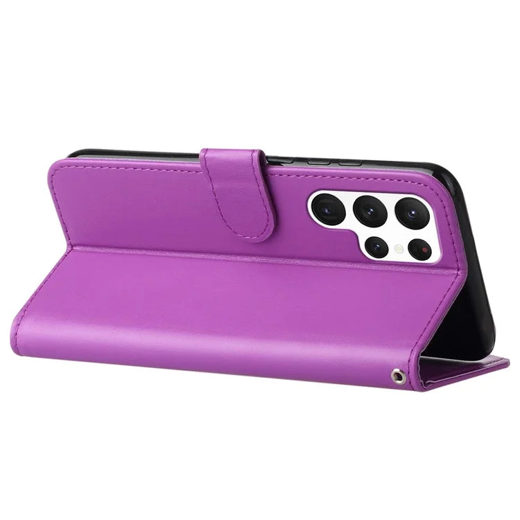B40 For Samsung Galaxy S24 Ultra Leather Case Solid Color Anti-drop Wallet Phone Cover