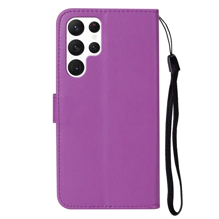 B40 For Samsung Galaxy S24 Ultra Leather Case Solid Color Anti-drop Wallet Phone Cover