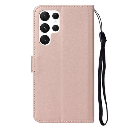 B40 For Samsung Galaxy S24 Ultra Leather Case Solid Color Anti-drop Wallet Phone Cover