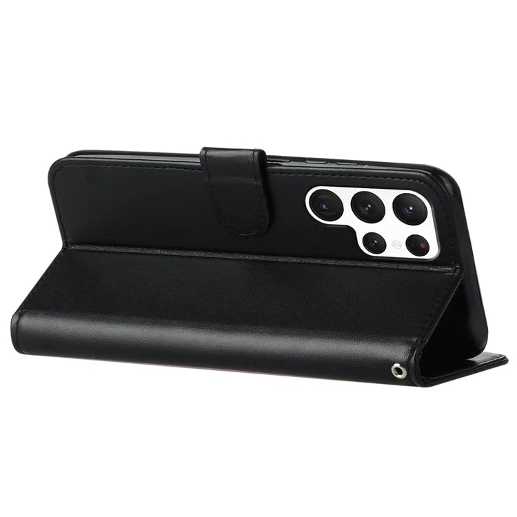 B40 For Samsung Galaxy S24 Ultra Leather Case Solid Color Anti-drop Wallet Phone Cover