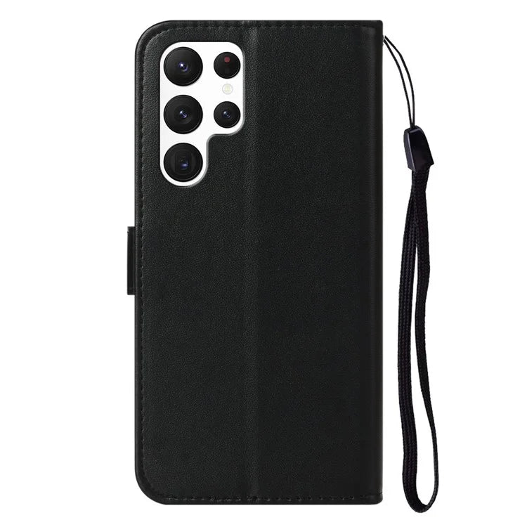 B40 For Samsung Galaxy S24 Ultra Leather Case Solid Color Anti-drop Wallet Phone Cover