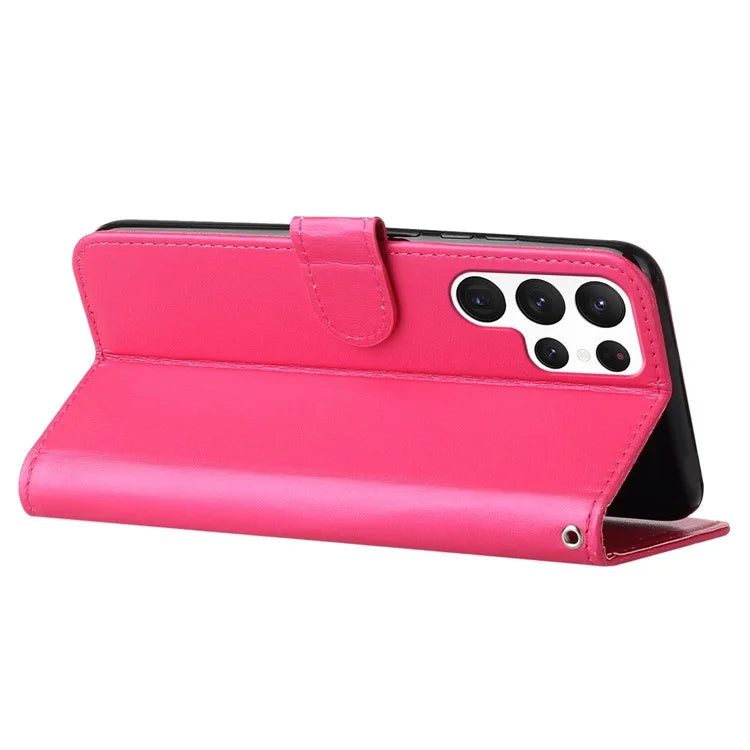 B40 For Samsung Galaxy S24 Ultra Leather Case Solid Color Anti-drop Wallet Phone Cover