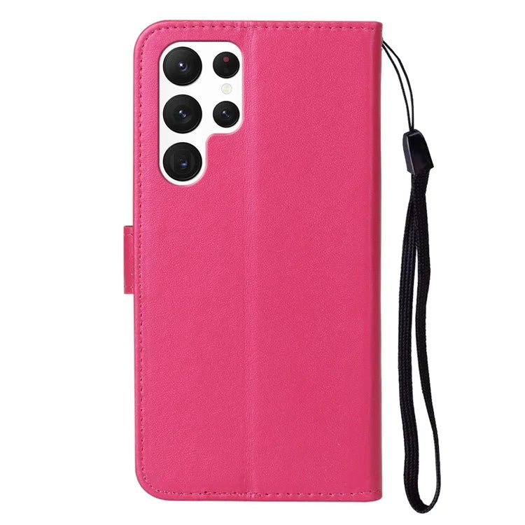 B40 For Samsung Galaxy S24 Ultra Leather Case Solid Color Anti-drop Wallet Phone Cover