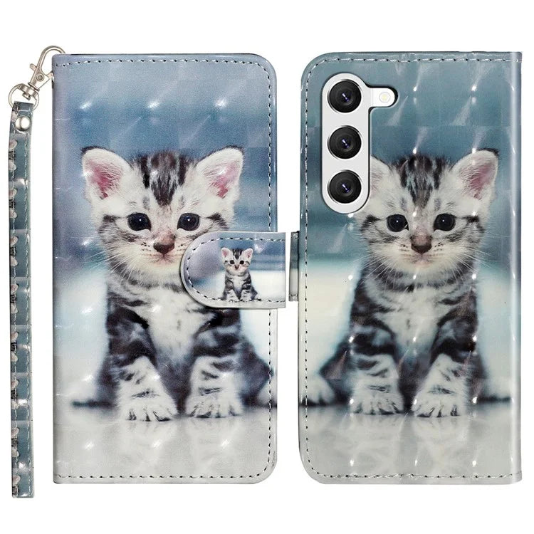 For Samsung Galaxy S24+ Case 3D Pattern Printing Anti-drop Wallet Leather Phone Cover