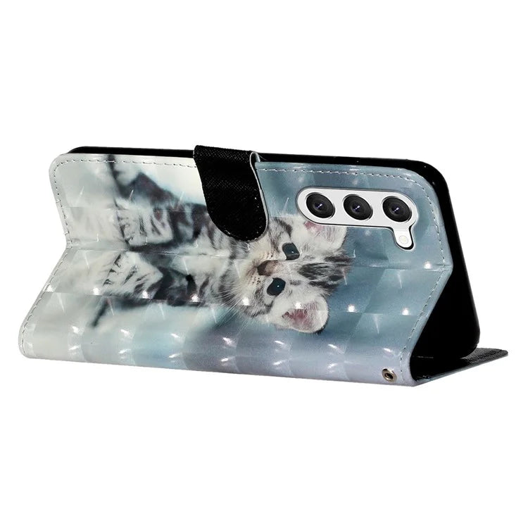 For Samsung Galaxy S24+ Case 3D Pattern Printing Anti-drop Wallet Leather Phone Cover
