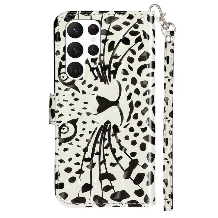 For Samsung Galaxy S24 Ultra Leather Cover Flip Stand 3D Pattern Printed Phone Case