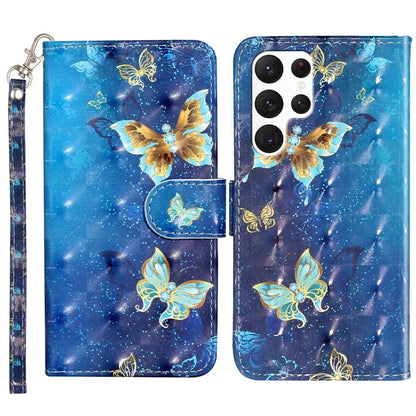 For Samsung Galaxy S24 Ultra Leather Cover Flip Stand 3D Pattern Printed Phone Case