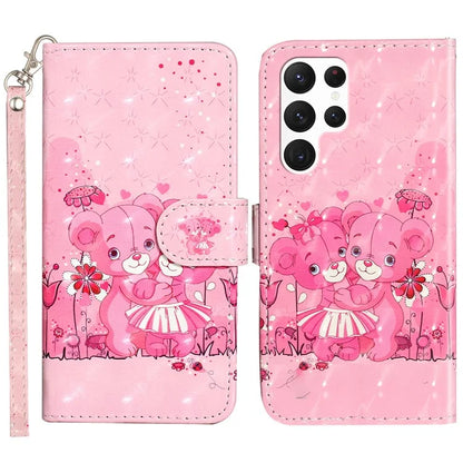 For Samsung Galaxy S24 Ultra Leather Cover Flip Stand 3D Pattern Printed Phone Case