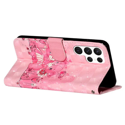 For Samsung Galaxy S24 Ultra Leather Cover Flip Stand 3D Pattern Printed Phone Case