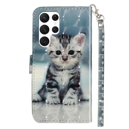 For Samsung Galaxy S24 Ultra Leather Cover Flip Stand 3D Pattern Printed Phone Case