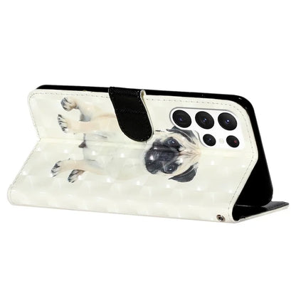 For Samsung Galaxy S24 Ultra Leather Cover Flip Stand 3D Pattern Printed Phone Case