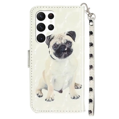 For Samsung Galaxy S24 Ultra Leather Cover Flip Stand 3D Pattern Printed Phone Case