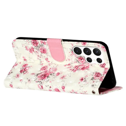 For Samsung Galaxy S24 Ultra Leather Cover Flip Stand 3D Pattern Printed Phone Case