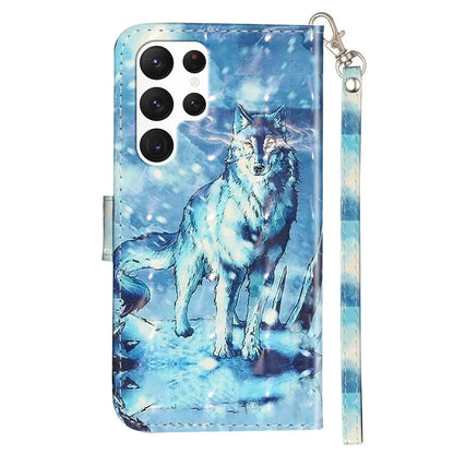 For Samsung Galaxy S24 Ultra Leather Cover Flip Stand 3D Pattern Printed Phone Case