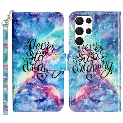 For Samsung Galaxy S24 Ultra Leather Cover Flip Stand 3D Pattern Printed Phone Case