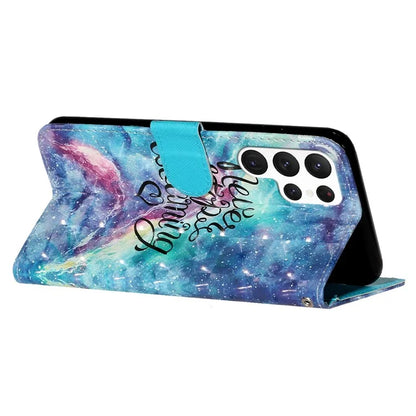For Samsung Galaxy S24 Ultra Leather Cover Flip Stand 3D Pattern Printed Phone Case