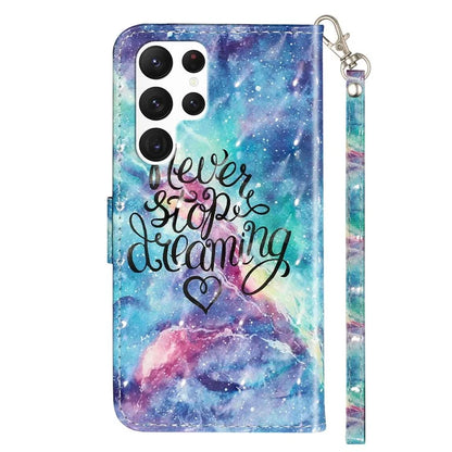 For Samsung Galaxy S24 Ultra Leather Cover Flip Stand 3D Pattern Printed Phone Case